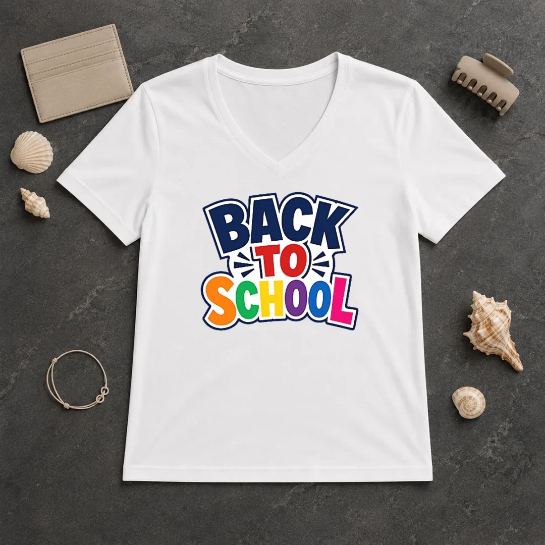 Funny Pretty Retro Distressed Back To School Typography V Neck Shirt Funny Pretty Retro Distressed Back To School Typography V-Neck Shirt
