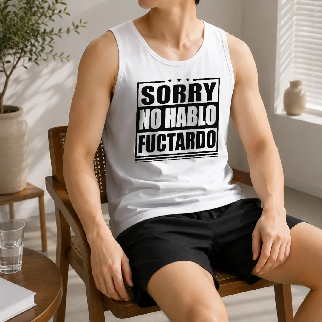 funny-sorry-no-hablo-fuctardo-sarcastic-language-barrier-tank-top Funny Sorry No Hablo Fuctardo Sarcastic Language Barrier Tank Top