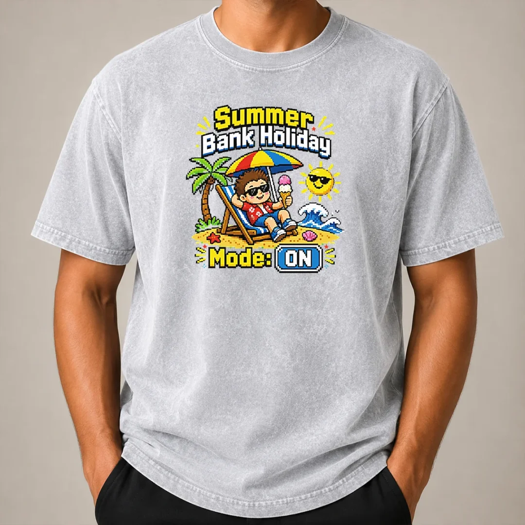 Funny Top Summer Bank Holiday Pixel Chillout Washed T Shirt Funny Top Summer Bank Holiday Pixel Chillout Washed T-Shirt