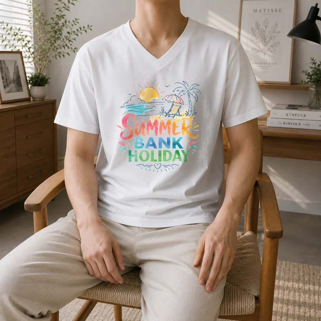 funny-watercolor-beach-scene-summer-bank-holiday-relax-v-neck-shirt Funny Watercolor Beach Scene Summer Bank Holiday Relax V-Neck Shirt