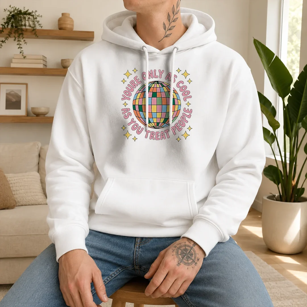 funny-you-re-only-as-cool-as-you-treat-people-retro-disco-ball-hoodie Funny You'Re Only As Cool As You Treat People Retro Disco Ball Hoodie