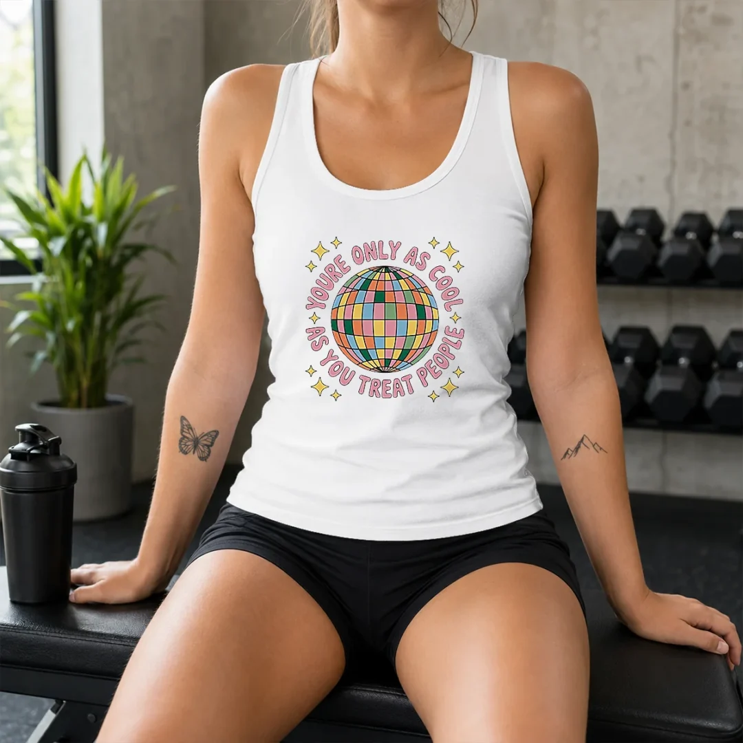 funny-you-re-only-as-cool-as-you-treat-people-retro-disco-ball-tank-top Funny You'Re Only As Cool As You Treat People Retro Disco Ball Tank Top