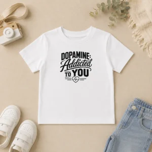Premium Hot Dopamine Addicted To You Line Art Romance Kids T-Shirt