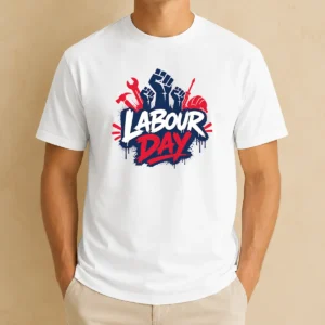 Nice Pretty Labour Day Raised Fists Tools Paint Splatter Protest