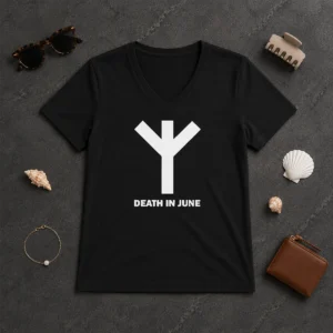 Premium Death In June Logo Neofolk Douglas Pearce V-Neck Shirt