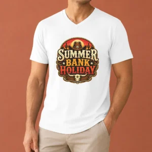Nice Original Western Cowboy Summer Bank Holiday Bull Skull Desert V-Neck Shirt