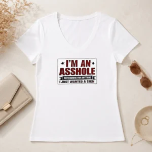 Nice Premium I Am An Asshole Not Running For Anything I Just Wanted A Sign V Neck Shirt in charcoal gray with bold white text