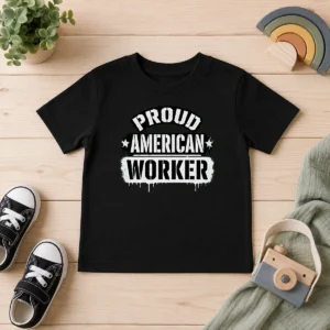 Premium Original Labour Day Proud American Worker Stencil Kids T-Shirt