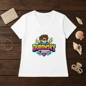 Good Dubowsky Pixel Art Gamer Controller Retro Logo V-Neck Shirt