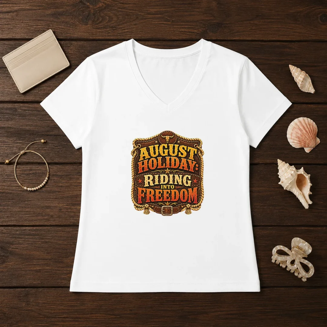good-august-holiday-western-freedom-ride-v-neck-shirt Good August Holiday Western Freedom Ride V-Neck Shirt