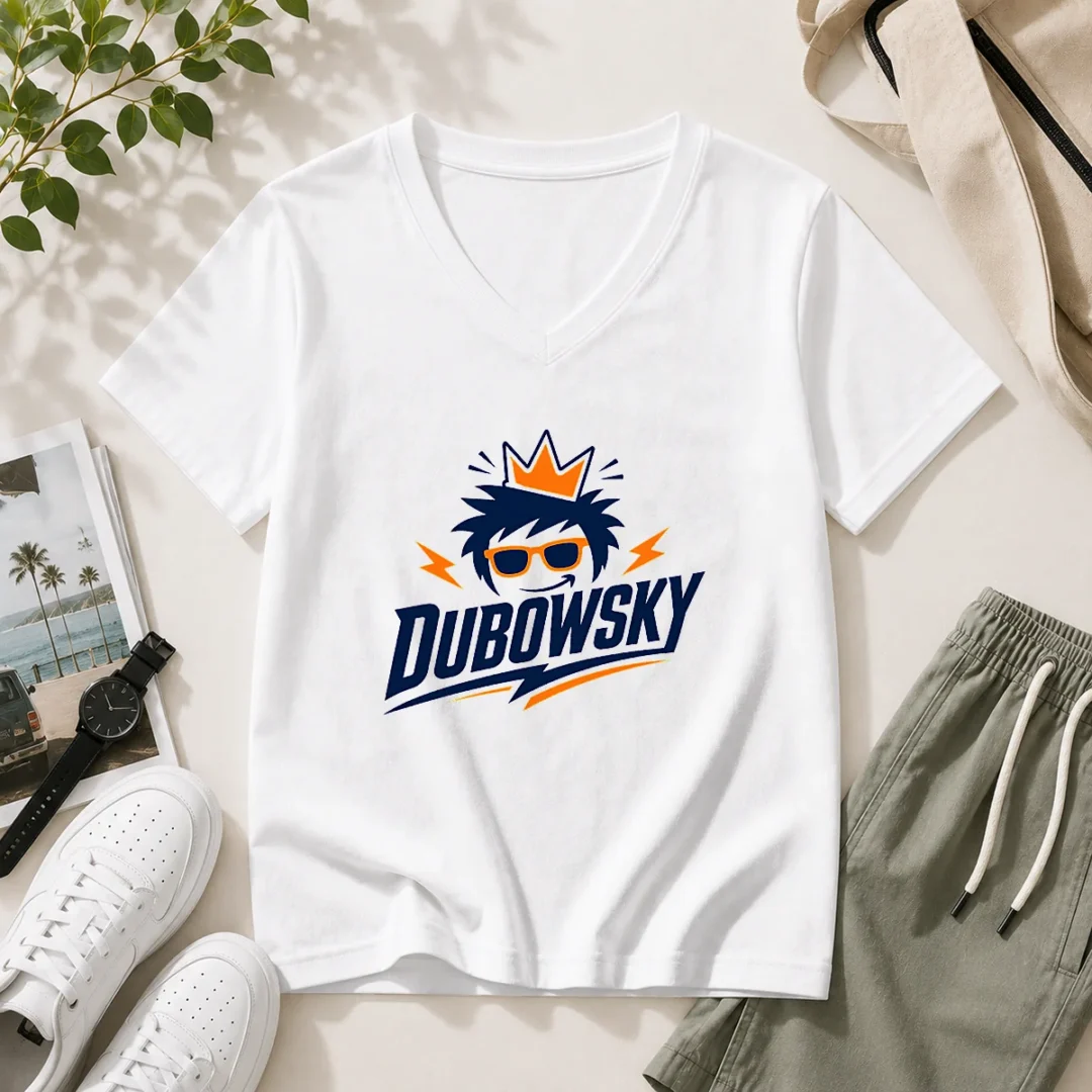 good-dubowsky-cool-king-crown-sunglasses-mascot-logo-v-neck-shirt Good Dubowsky Cool King Crown Sunglasses Mascot Logo V-Neck Shirt
