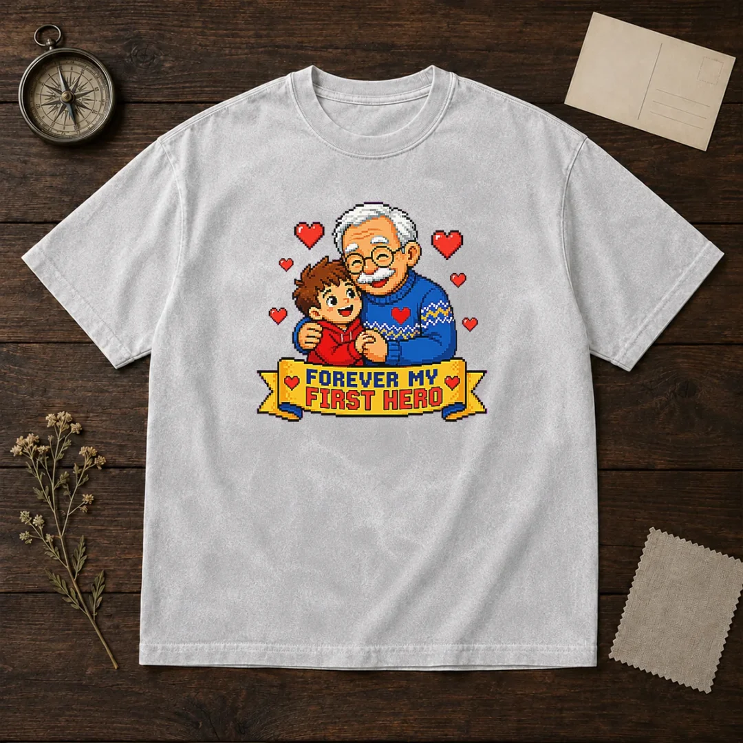 good-grandparents-day-pixel-forever-my-first-hero-washed-t-shirt Good Grandparents Day Pixel Forever My First Hero Washed T-Shirt