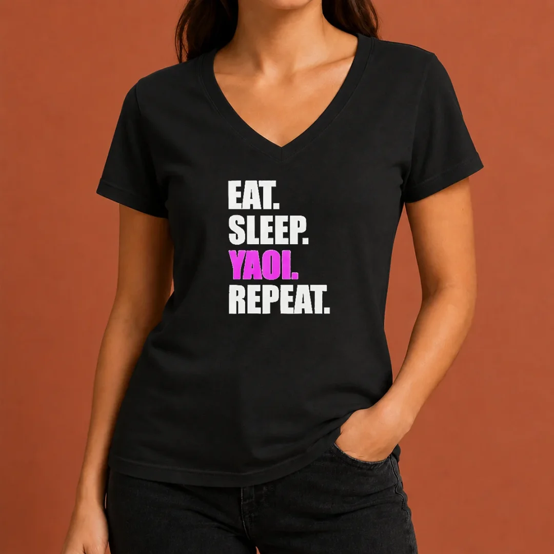 good-hot-eat-sleep-yaoi-repeat-anime-manga-otaku-v-neck-shirt Good Hot Eat Sleep Yaoi Repeat Anime Manga Otaku V-Neck Shirt