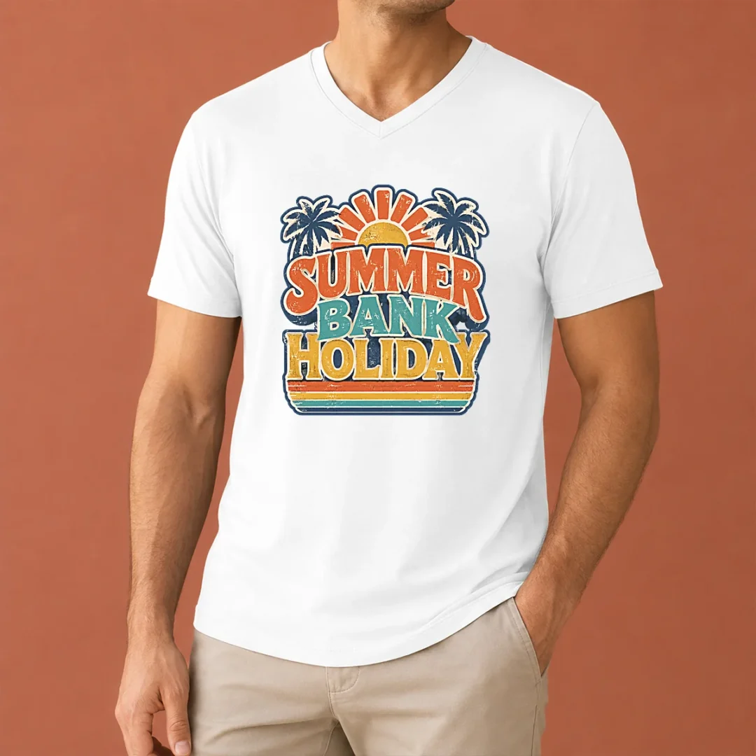 good-hot-vintage-retro-summer-bank-holiday-palm-sunburst-v-neck-shirt Good Hot Vintage Retro Summer Bank Holiday Palm Sunburst V-Neck Shirt