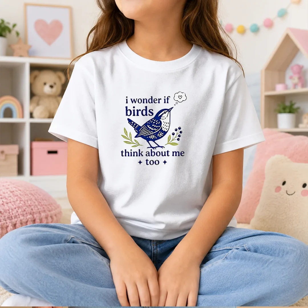 good-i-wonder-if-birds-think-about-me-too-kids-t-shirt Good I Wonder If Birds Think About Me Too Kids T-Shirt