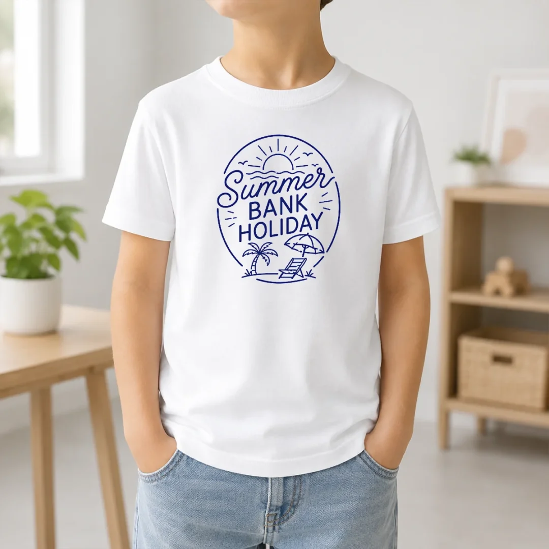 Good Minimalist Line Art Summer Bank Holiday Beach Kids T Shirt Good Minimalist Line Art Summer Bank Holiday Beach Kids T-Shirt