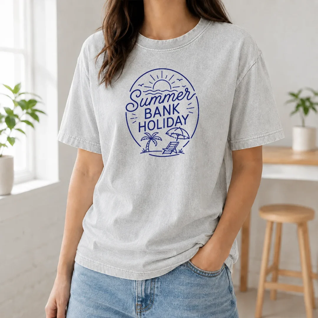 Good Minimalist Line Art Summer Bank Holiday Beach Washed T Shirt Good Minimalist Line Art Summer Bank Holiday Beach Washed T-Shirt