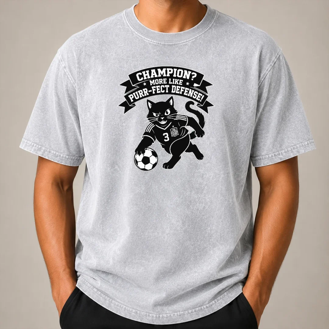 Good Nice Spanish Soccer Cat Meme Silhouette Washed T Shirt Good Nice Spanish Soccer Cat Meme Silhouette Washed T-Shirt