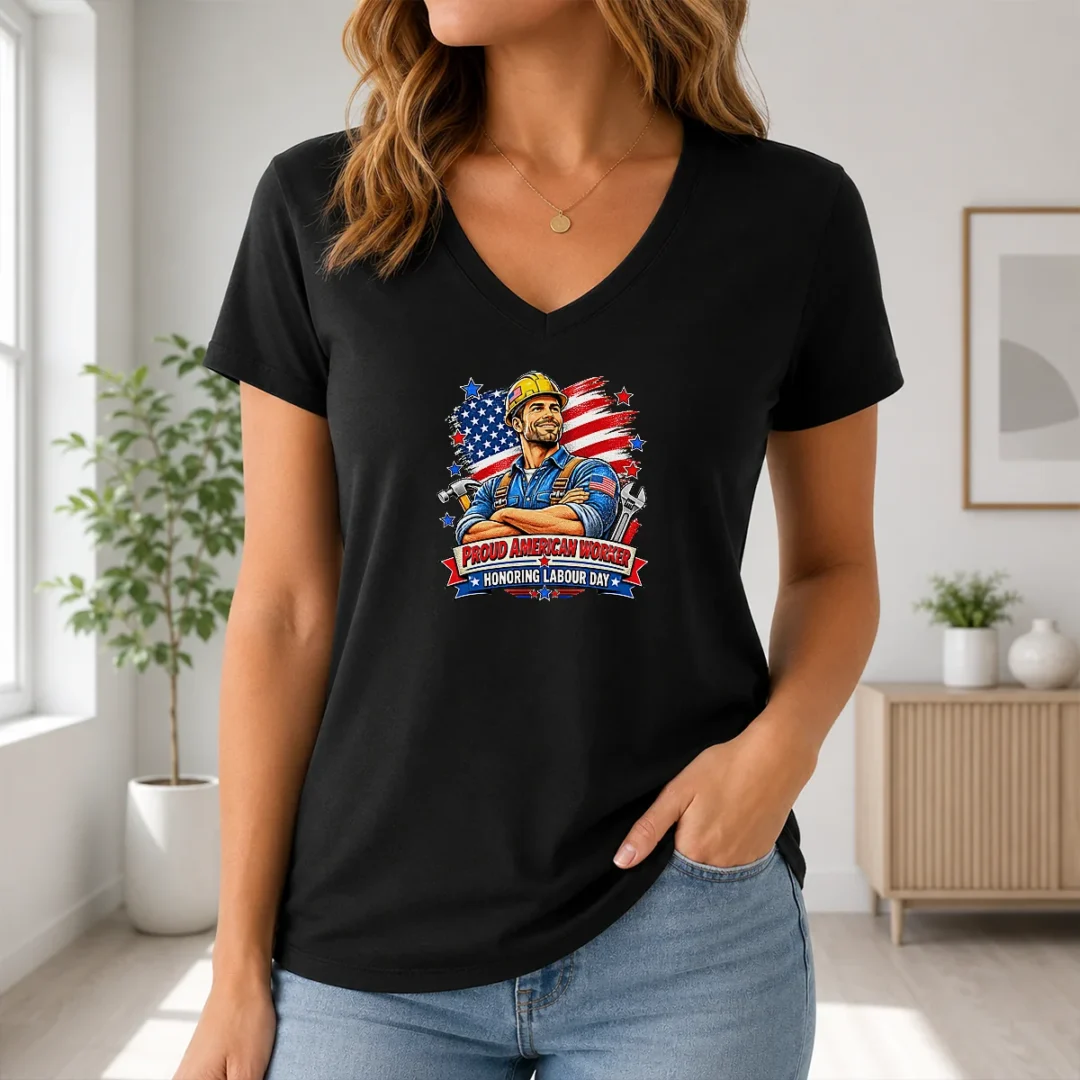 Good Original American Labour Day Celebration Vintage V Neck Shirt Good Original American Labour Day Celebration Vintage V-Neck Shirt