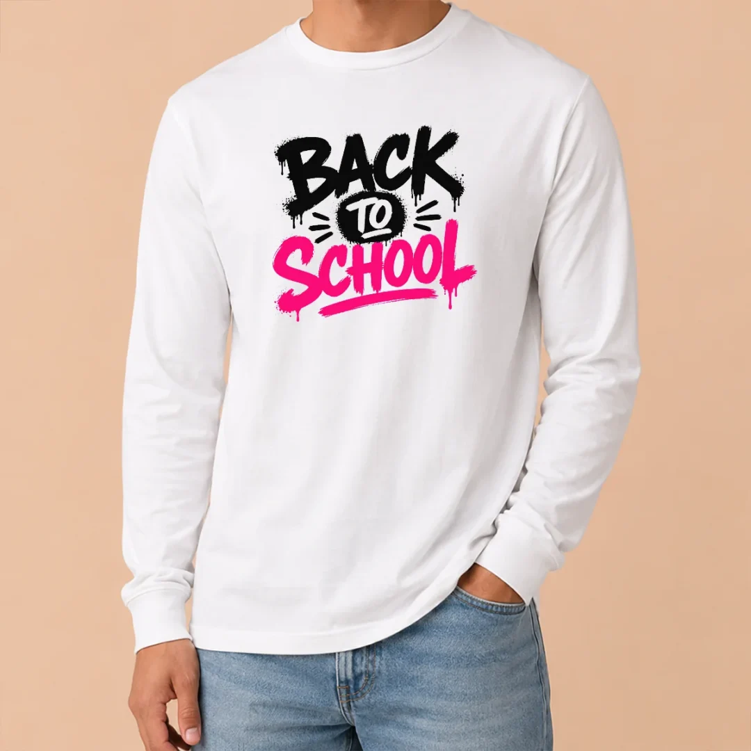 Good Pretty Brush Script Back To School Yellow Outline Long Sleeve Shirt Good Pretty Brush Script Back To School Yellow Outline Long Sleeve Shirt