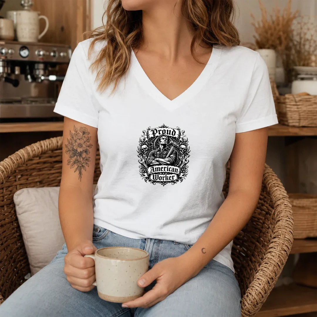 good-proud-american-worker-labour-day-gothic-v-neck-shirt Good Proud American Worker Labour Day Gothic V-Neck Shirt