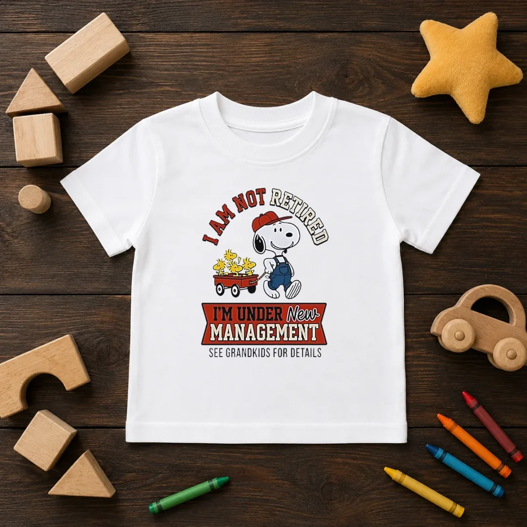 good-snoopy-i-am-not-retired-i-m-under-new-management-see-grandkids-for-details-kids-t-shirt Good Snoopy I Am Not Retired I'M Under New Management See Grandkids For Details Kids T-Shirt