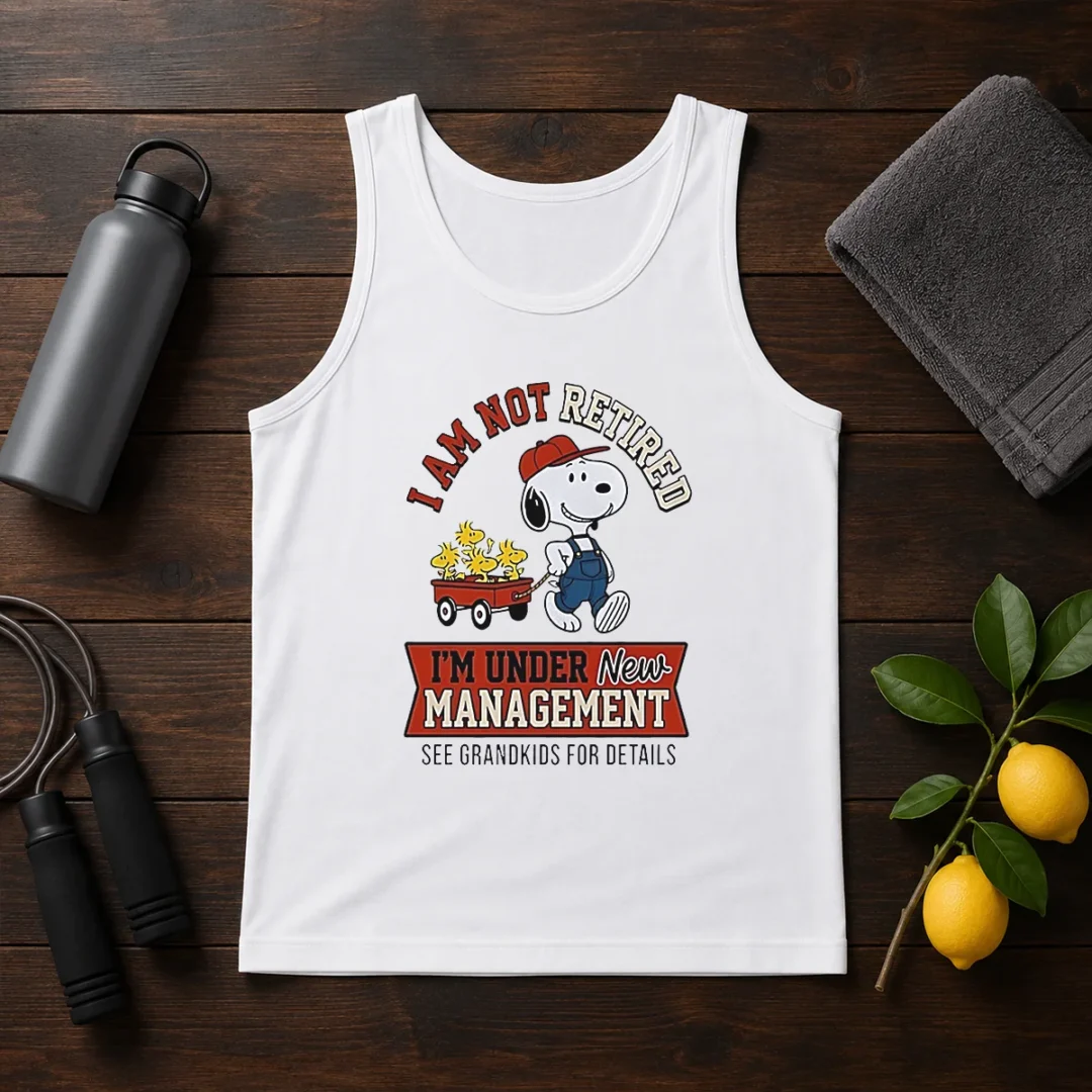 good-snoopy-i-am-not-retired-i-m-under-new-management-see-grandkids-for-details-tank-top Good Snoopy I Am Not Retired I'M Under New Management See Grandkids For Details Tank Top