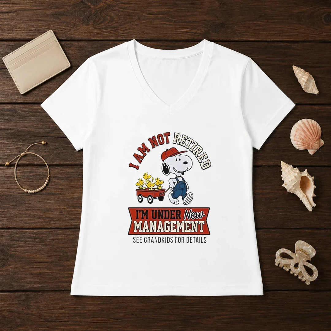 good-snoopy-i-am-not-retired-i-m-under-new-management-see-grandkids-for-details-v-neck-shirt Good Snoopy I Am Not Retired I'M Under New Management See Grandkids For Details V-Neck Shirt