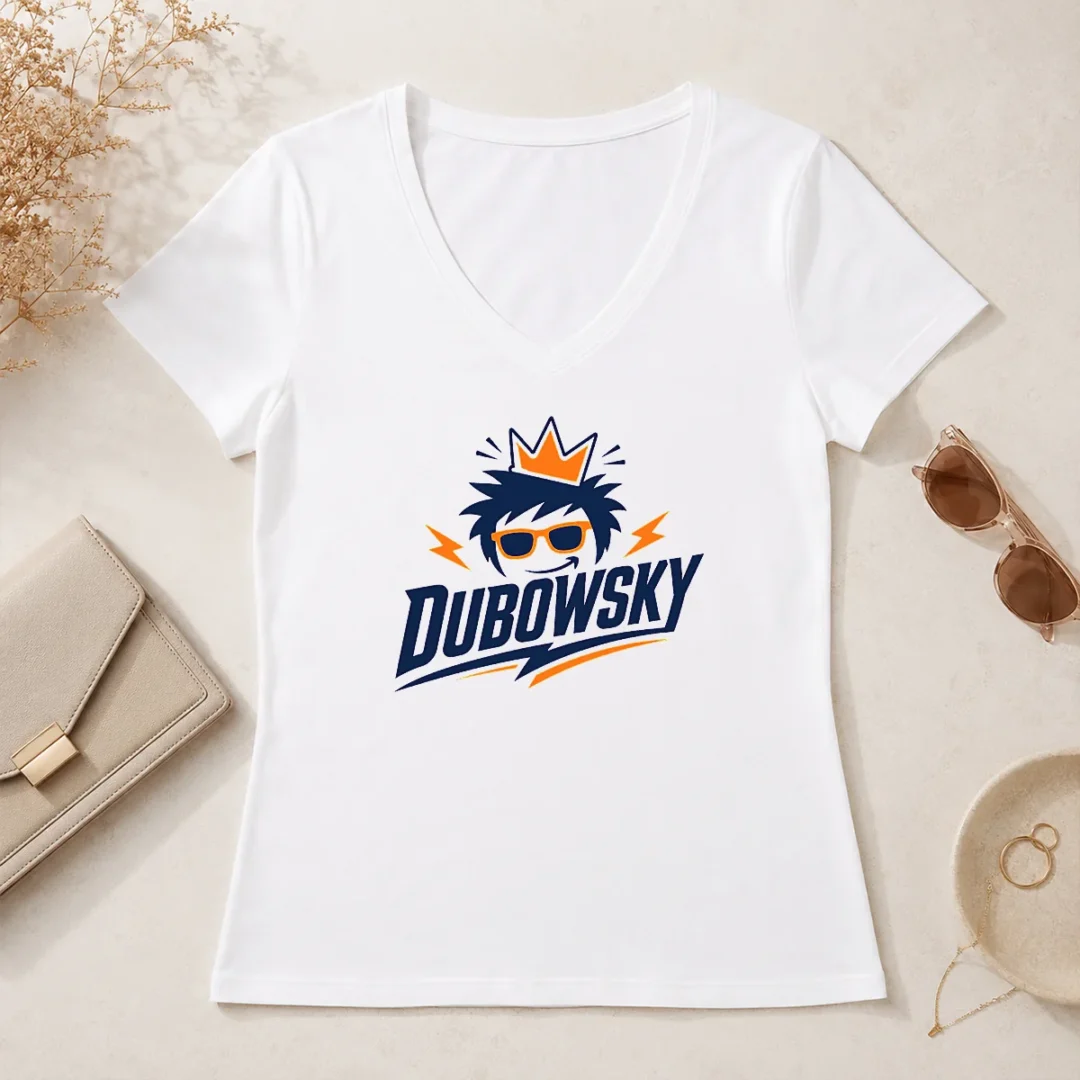 Good Top Dubowsky Cool King Crown Sunglasses Mascot Logo V Neck Shirt Good Top Dubowsky Cool King Crown Sunglasses Mascot Logo V-Neck Shirt