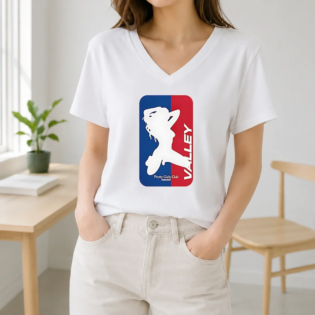 Good Valley Pretty Girls Club 2026 Silhouette Logo V Neck Shirt Good Valley Pretty Girls Club 2026 Silhouette Logo V-Neck Shirt