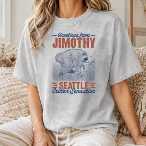 Hot Official Greetings From Jimothy Seattle Critter Raccoon Comfort Colors Washed T-Shirt