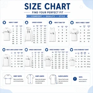 Size chart for Happy Good Every Cook Can Govern Cooking Chef Political with measurements in inches and cm to help choose the right fit