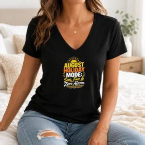 Nice Top August Holiday Typography With Fun Summer Vibes V-Neck Shirt