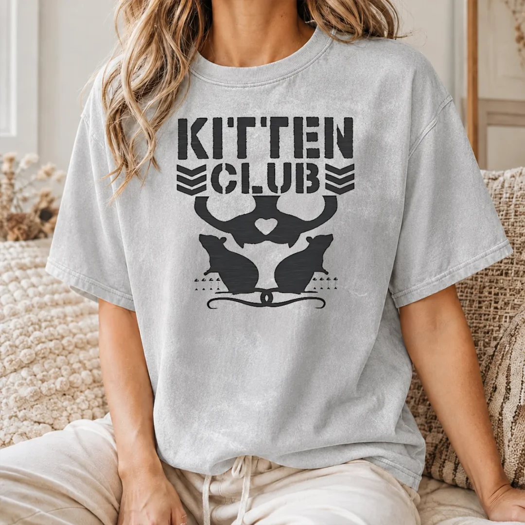 Happy Good Distressed Kitten Club Cat Lover Pet Washed T Shirt Happy Good Distressed Kitten Club Cat Lover Pet Washed T-Shirt