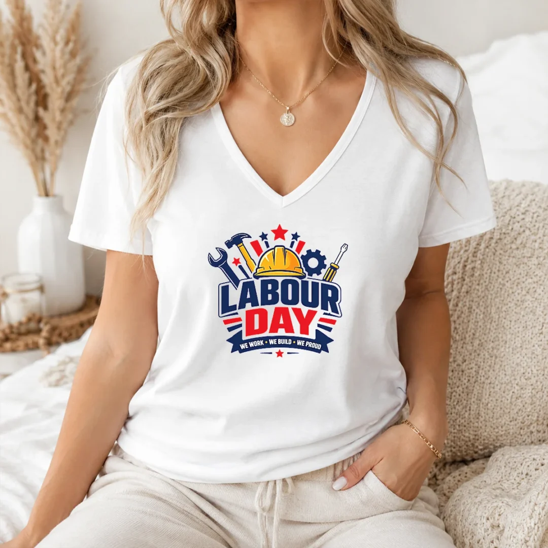 Happy Good Labour Day We Work Build Proud Multi Tool Badge V Neck Shirt Happy Good Labour Day We Work Build Proud Multi Tool Badge V-Neck Shirt