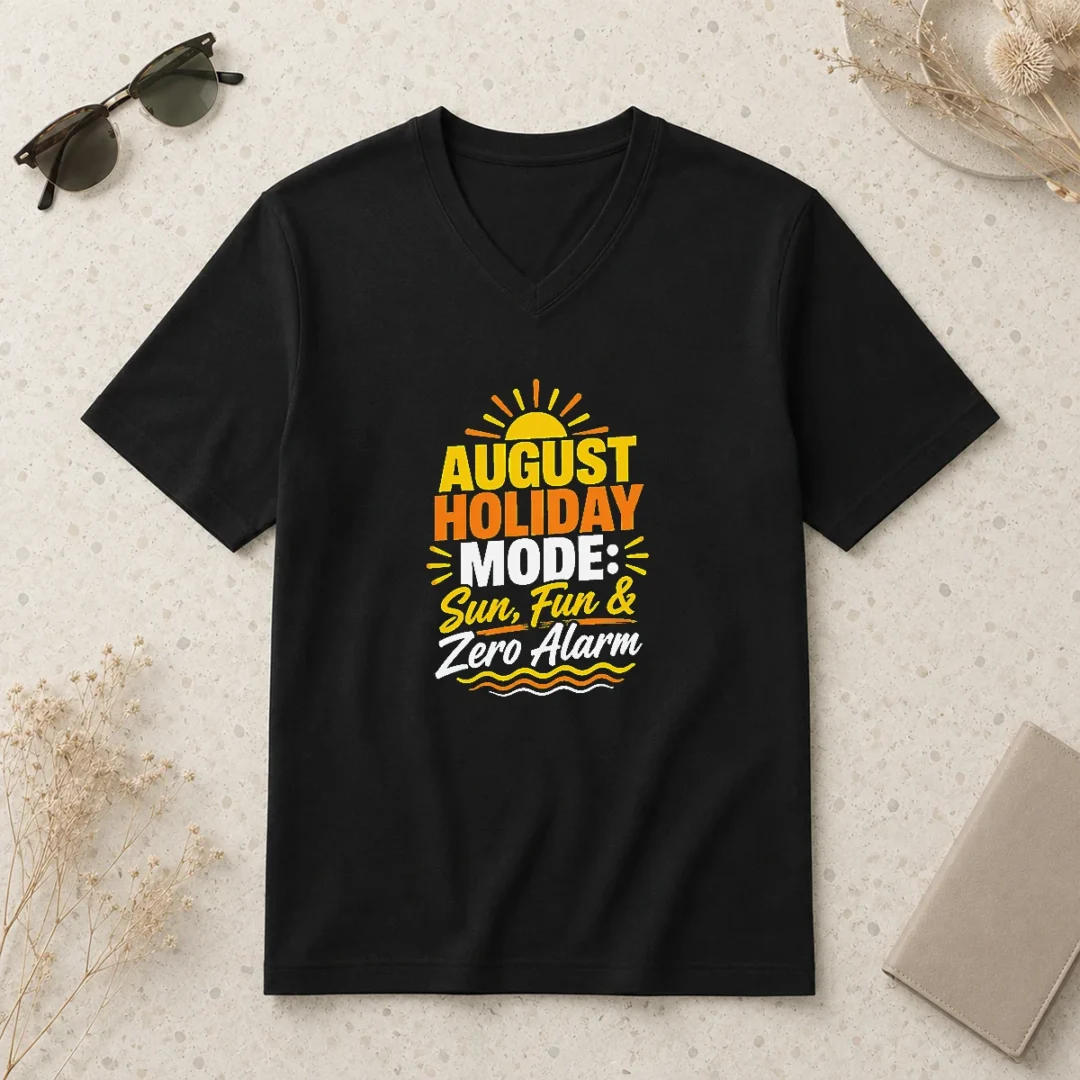 happy-original-august-holiday-typography-with-fun-summer-vibes-v-neck-shirt Happy Original August Holiday Typography With Fun Summer Vibes V-Neck Shirt