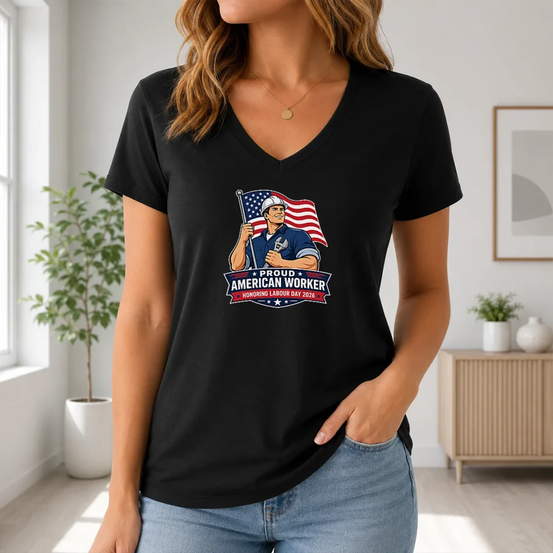 Happy Premium Labour Day Proud American Worker Vector V Neck Shirt Happy Premium Labour Day Proud American Worker Vector V-Neck Shirt