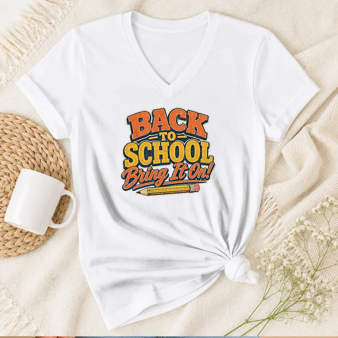 happy-pretty-back-to-school-vintage-typography-for-proud-students-v-neck-shirt Happy Pretty Back To School Vintage Typography For Proud Students V-Neck Shirt