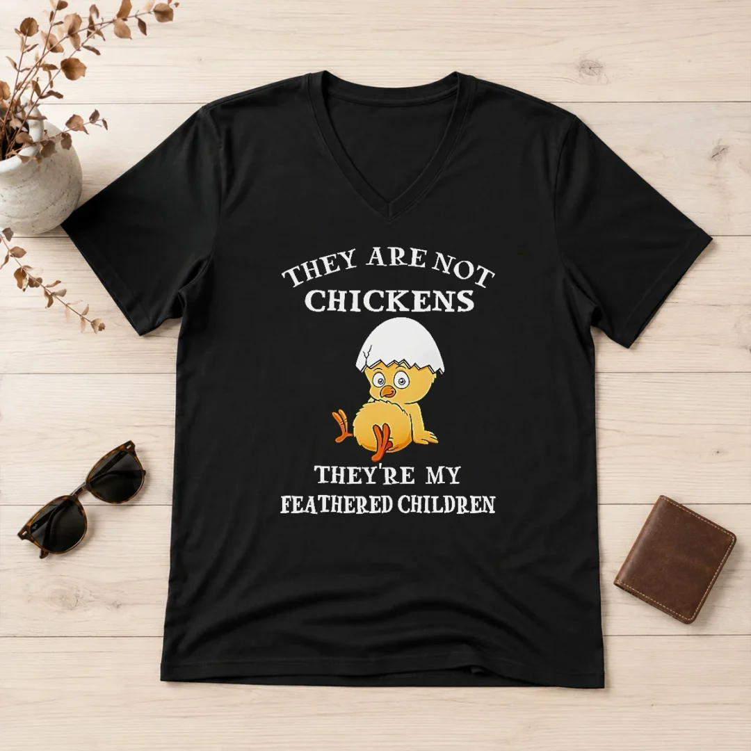 happy-pretty-chicken-they-are-not-chickens-theyre-my-feathered-children-v-neck-shirt Happy Pretty Chicken They Are Not Chickens Theyre My Feathered Children V-Neck Shirt