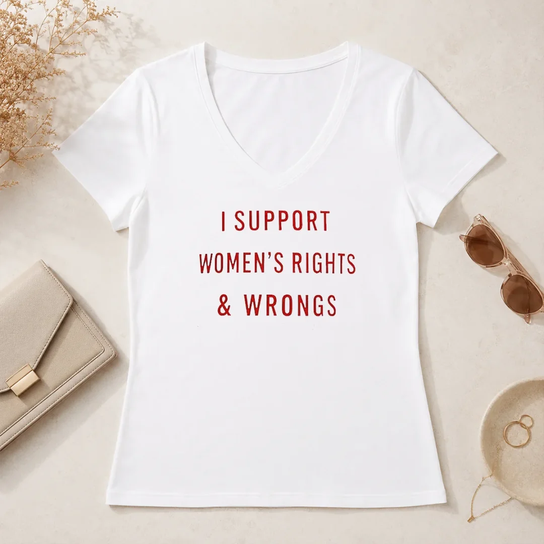 Happy Pretty I Support Women'S Rights And Wrongs Funny Quote V Neck Shirt Happy Pretty I Support Women'S Rights And Wrongs Funny Quote V-Neck Shirt