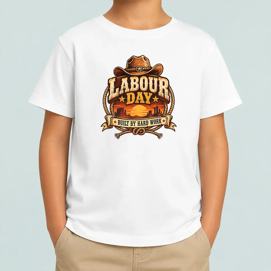 happy-top-labour-day-built-by-hard-work-desert-sunset-cowboy-kids-t-shirt Happy Top Labour Day Built By Hard Work Desert Sunset Cowboy Kids T-Shirt