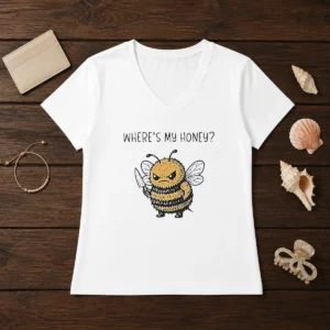 Premium Where'S My Honey Angry Bee With A Knife V-Neck Shirt