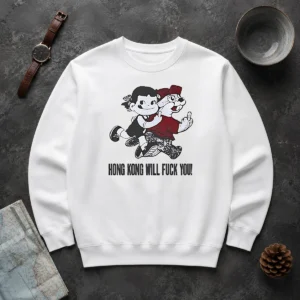 Pretty Top Hong Kong Will Fuck You Cartoon Middle Finger Sweater