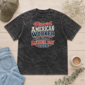 Good Original Labour Day 2026 Proud American Worker Vintage Washed T-Shirt