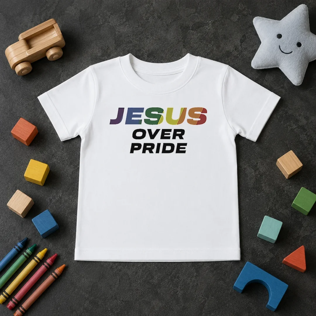 Hot Awesome Jesus Over Pride Kids T Shirt Hot Awesome Jesus Over Pride Kids T-Shirt