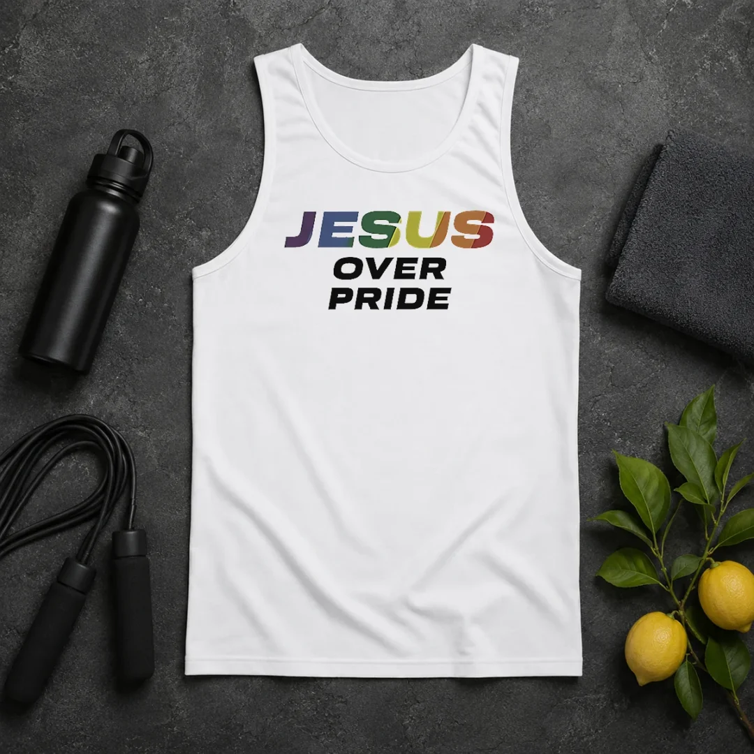Hot Awesome Jesus Over Pride Tank Top Hot Awesome Jesus Over Pride Tank Top