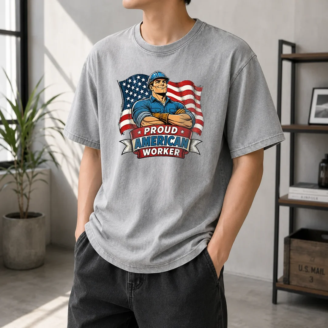 hot-awesome-labour-day-proud-american-worker-comic-washed-t-shirt Hot Awesome Labour Day Proud American Worker Comic Washed T-Shirt