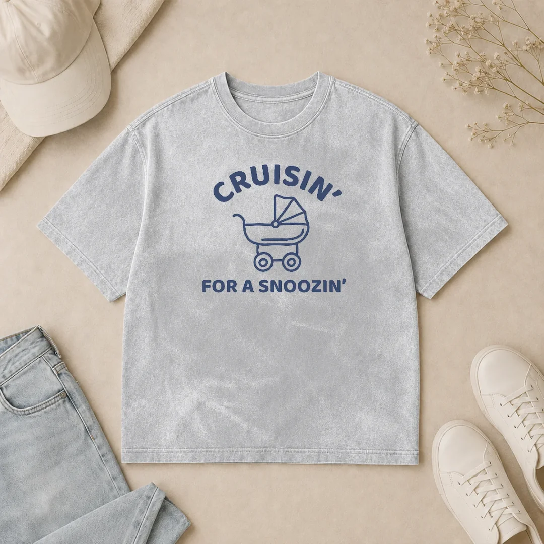 Hot Cruisin' For A Snoozin' Baby Stroller Napping Washed T Shirt Hot Cruisin' For A Snoozin' Baby Stroller Napping Washed T-Shirt