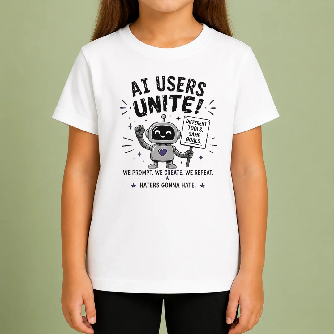 hot-funny-ai-users-unite-we-we-create-we-repeat-kids-t-shirt Hot Funny AI Users Unite We We Create We Repeat Kids T-Shirt