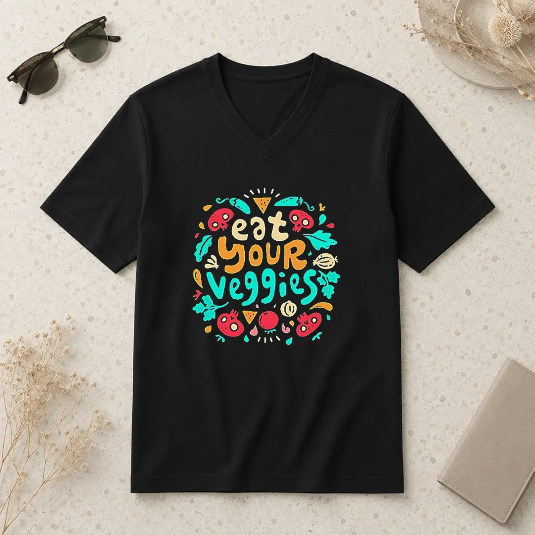 hot-funny-eat-your-veggies-healthy-eating-vegetables-v-neck-shirt Hot Funny Eat Your Veggies Healthy Eating Vegetables V-Neck Shirt